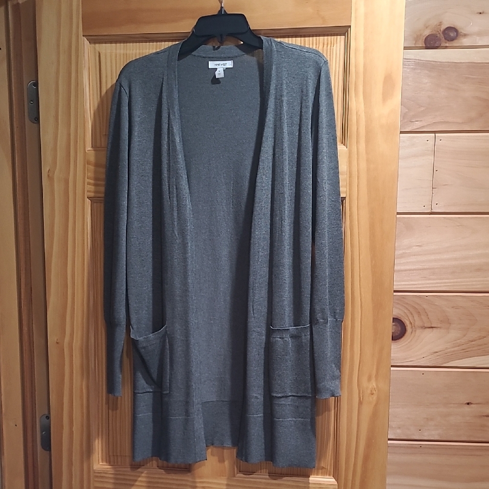 Nine West Charcoal Open Front Cardigan